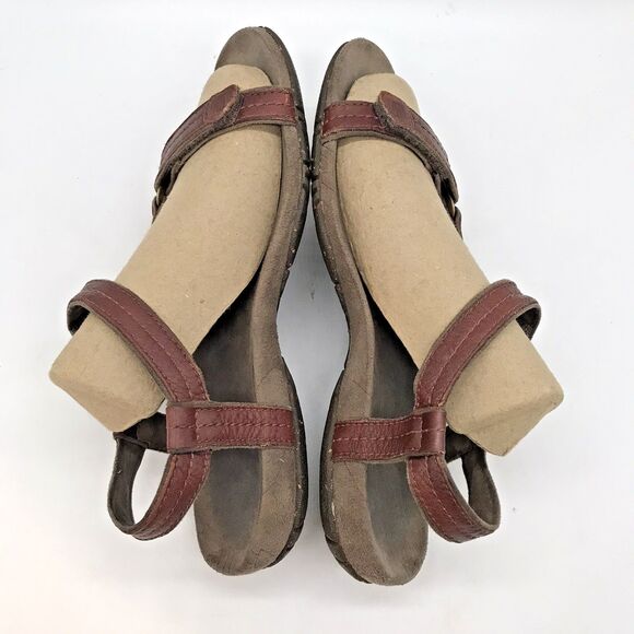 Teva 4218 Brown Leather Sandal Women's 7 Hook & Loop Slip Resistant Strappy Shoe - Picture 7 of 10